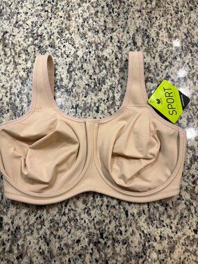 NWT Wacoal Sport Underwire Bra 32H Nude High Impact Full Support